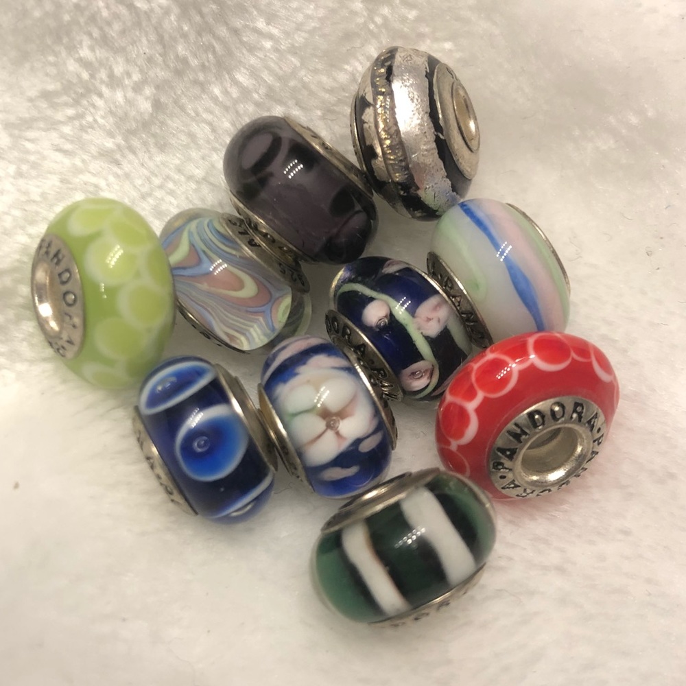 Pandora glass beads / Sterling Silver bracelet